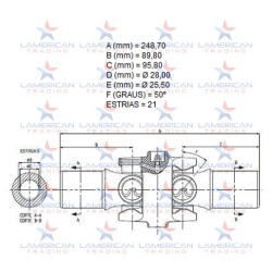 Junta de eje cardán doble MF / John Deere / New Holland 040658R1 / RCA101 / 033623